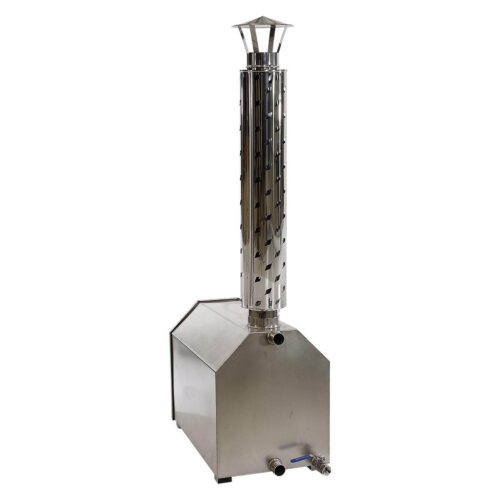 External wood fired stainless steel heater from back