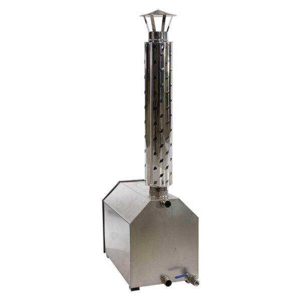 External wood fired stainless steel heater from back