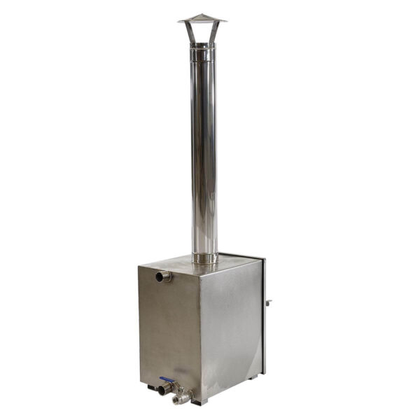 External wood burning stainless steel stove