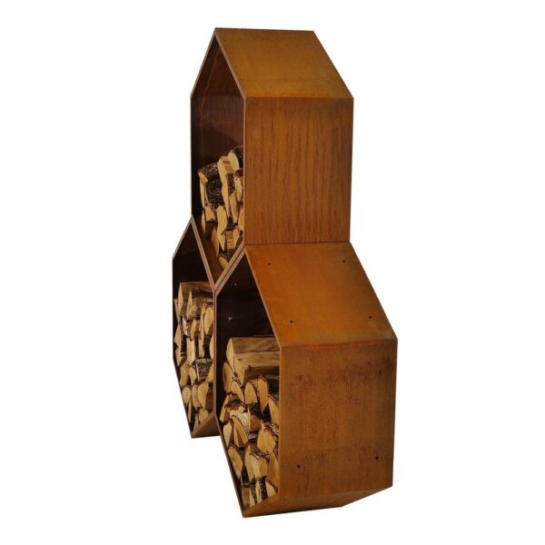 Honeycomb design firewood from side