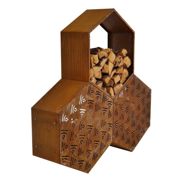 honeycomb firewood storage from back