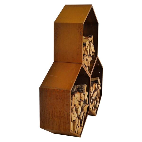 Outdoor honeycomb firewood storage