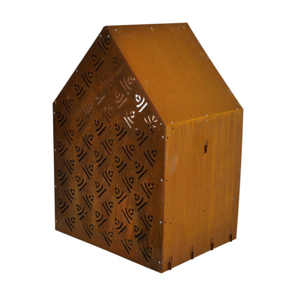House type firewood storage from side