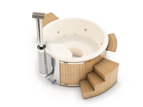 Smart wood pellet fired hot tub
