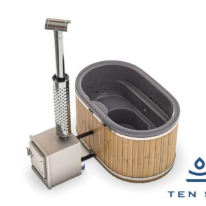 Ofuro two persons hot tub with external wood burning heater